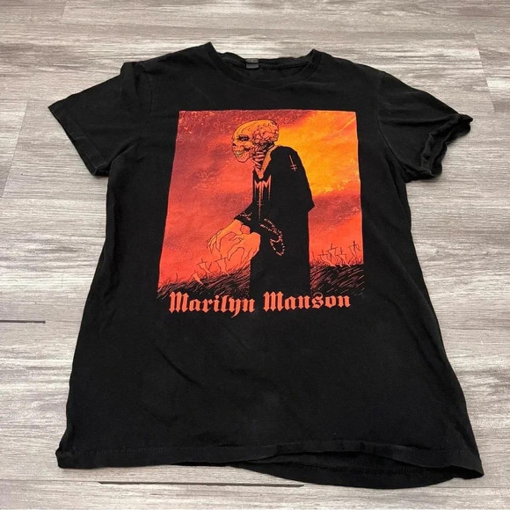 Womens‎ Marilyn Manson Mad Monk Slim Fit SMALL T-shirt BLACK
